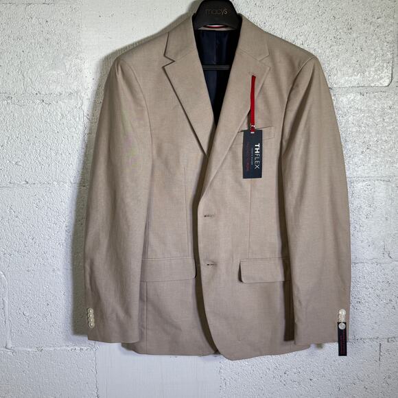 Tommy Hilfiger Men's Modern-Fit Th Flex Stretch Chambray Jacket Tan 36R $360